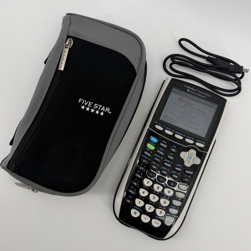 Texas Instruments TI-84 Plus C Silver Edition Graphing Calculator Black Case USB